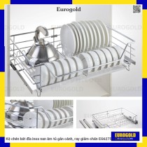 Kệ chén bát đĩa inox nan âm tủ gắn cánh, ray giảm chấn EG6275 - Eurogold