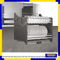 Kệ chén bát đĩa nâng hạ inox 304 nan tròn khung màu ghi EUI304170 - Eurogold