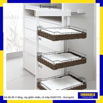Kệ để đồ 3 tầng, ray giảm chấn, rỏ mây EUA5190 - Eurogold