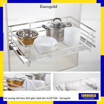 Kệ xoong nồi inox 304 gắn cánh âm tủ EP75B - Eurogold