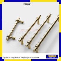 Tay nắm tủ đồng phủ PVD vàng bóng hiện đại BHG11