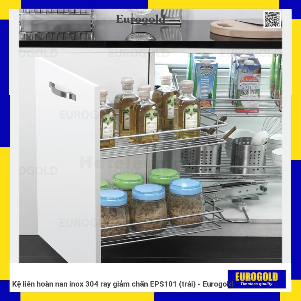 Kệ liên hoàn nan inox 304 ray giảm chấn EPS101 (trái) - Eurogold