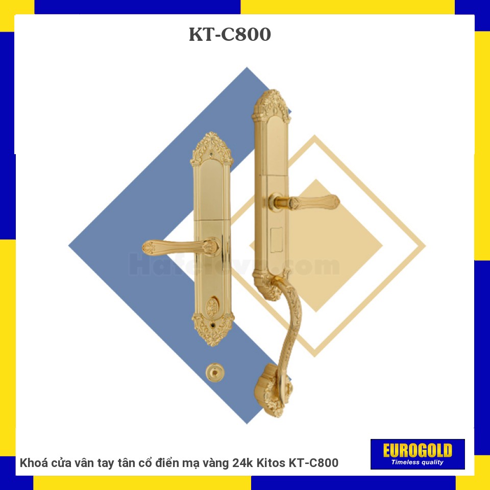 Khoá cửa vân tay tân cổ điển mạ vàng 24k Kitos KT-C800
