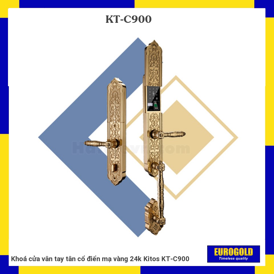 Khoá cửa vân tay tân cổ điển mạ vàng 24k Kitos KT-C900