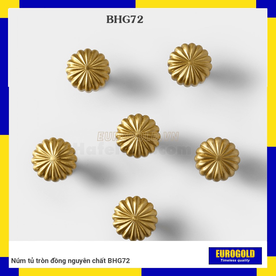 Núm tủ tròn đồng nguyên chất BHG72