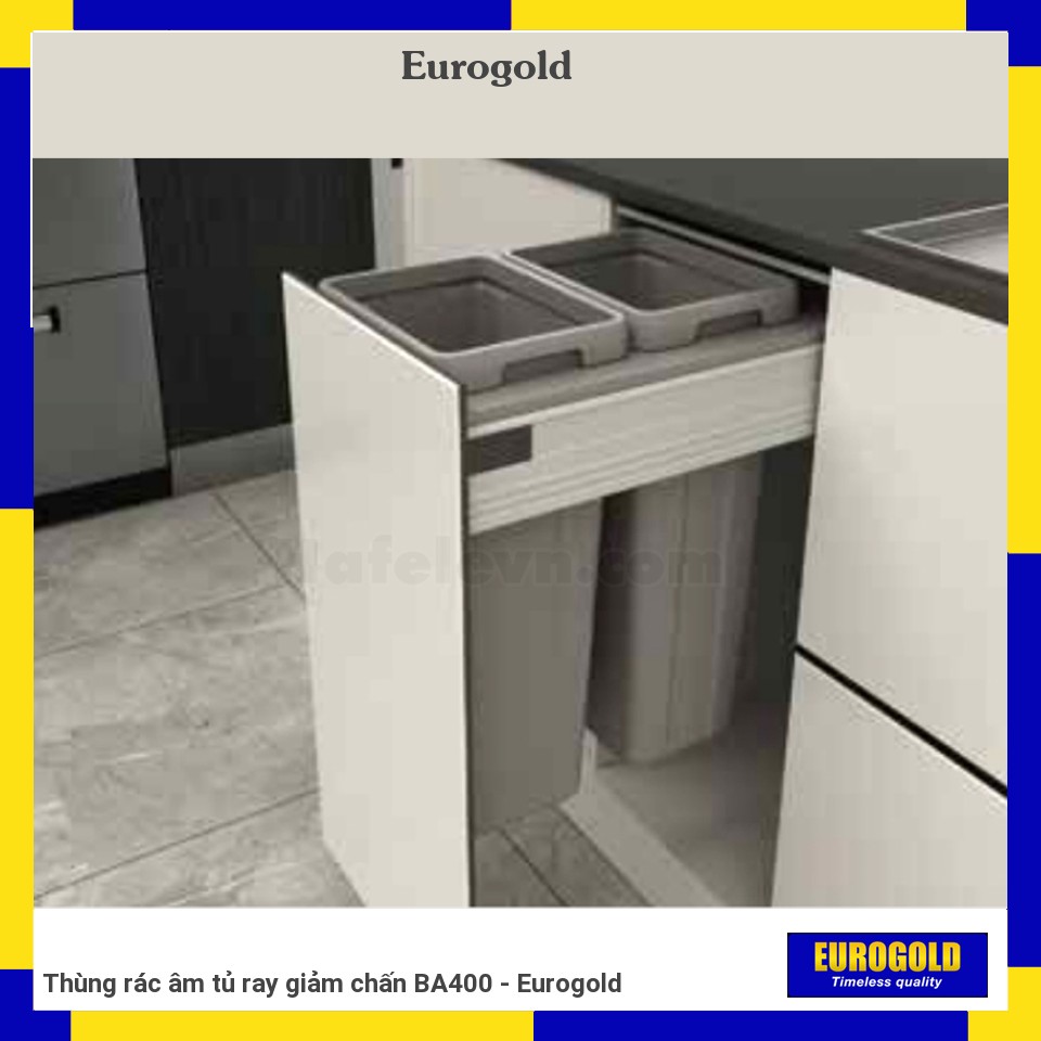 Thùng rác âm tủ ray giảm chấn BA400 - Eurogold