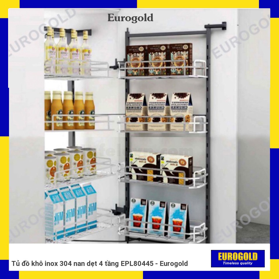 Tủ đồ khô inox 304 nan dẹt 4 tầng EPL80445 - Eurogold